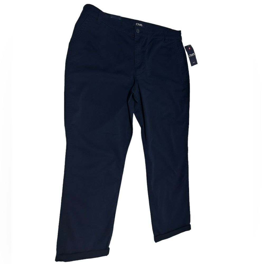 NWT Chaps High Rise Navy Dark Blue Ankle Pants Cropped High Waisted Pants 14